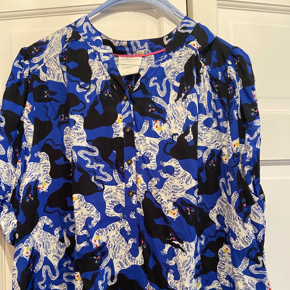 Anthropologie Tiger Print Blouse